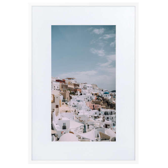 'SANTORINI' Matte Paper Framed Poster With Mat